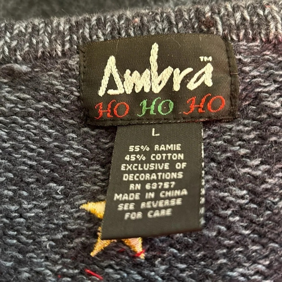 Ambra women’s vintage Christmas tree button down cardigan sweater size large - Picture 8 of 8